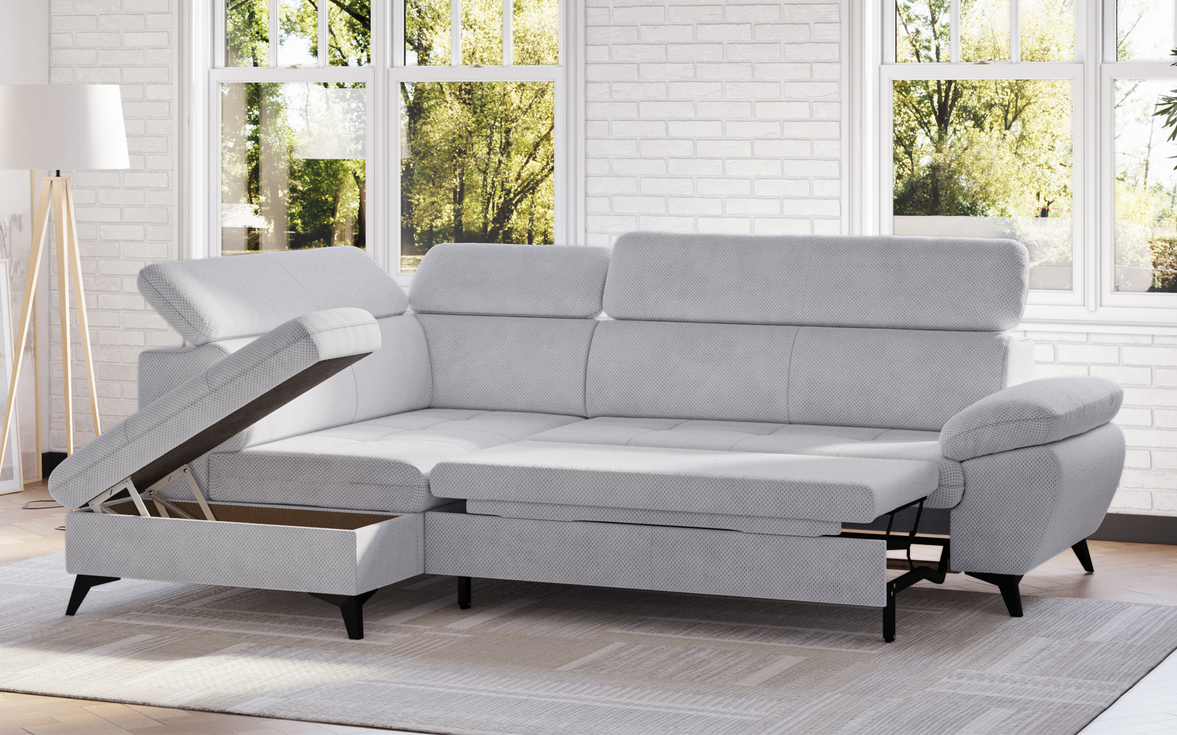 Extendable corner sofa Savona, miracle stone  2